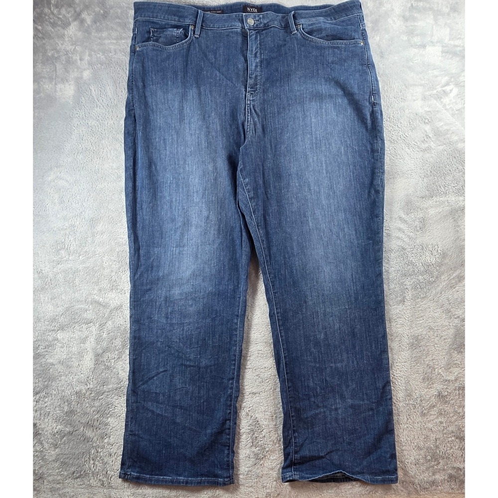 NYDJ Womens 22W Blue Jeans Relaxed Straight‎ Lift Tuck Clean Horizon